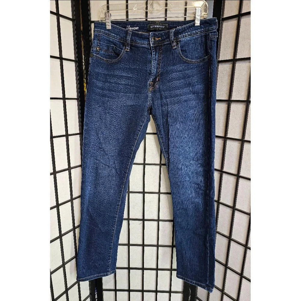 LIVERPOOL Mens‎ Jeans Size 32x30 Dark Blue Slim Straight Five Pocket Classic